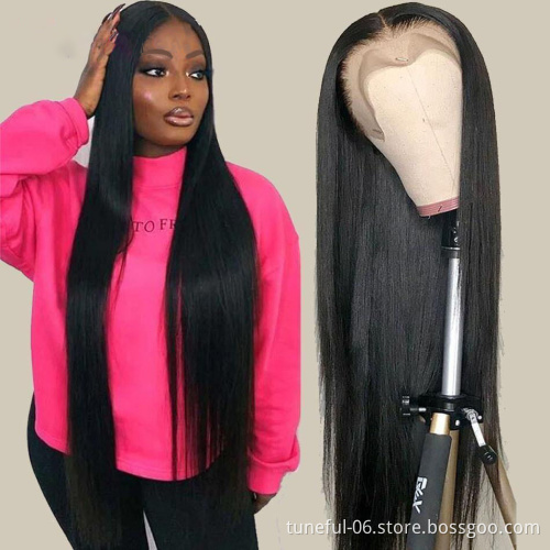 Glueless Cheap Wholesale 100% Natural Indian Long Straight, HD Transparent Lace Front Virgin Human Hair Wig